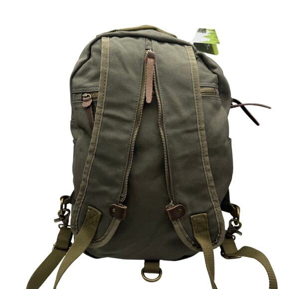 Canvas Daypack in Olive Army Green – Travel, Hike & Commute Backpack *NEW - Picture 5 of 12